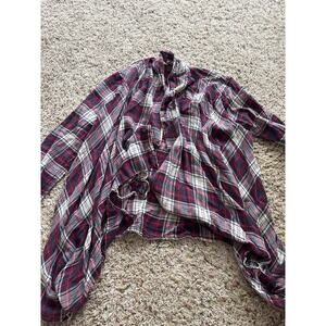 En Creme Flannel Cardigan Fringe Light Weight Women's Size Small